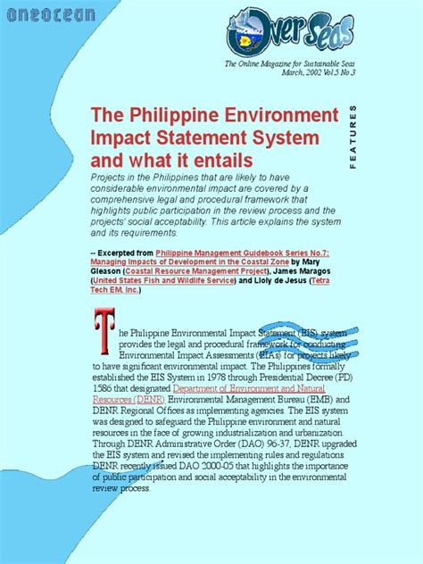 cnc and ecc|THE PHILIPPINE ENVIRONMENTAL IMPACT STATEMENT .
